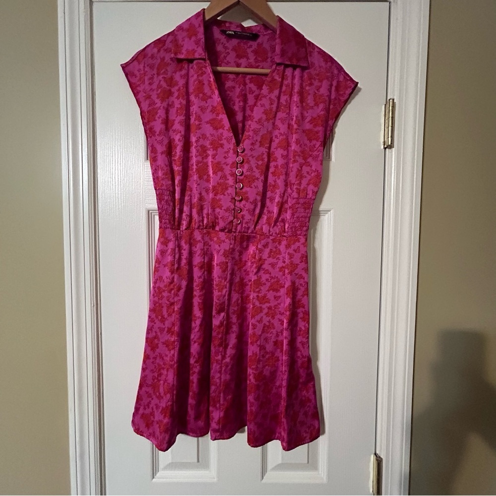 Zara Pink and Red Floral Blouse - Picture 1 of 4